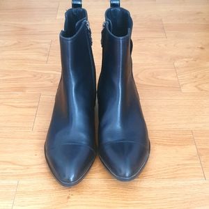 GEOX Black Italian Leather Ankle Boots 37